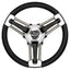 Schmitt Marine Burano Wheel 14 34 Tapered Shaft Black Polyurethane wStainless Spoke Includes Center CapNut PU1051B104R