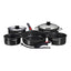 Magma Nestable 10 Piece Induction NonStick Enamel Finish Cookware Set Jet Black A10366JB2IN
