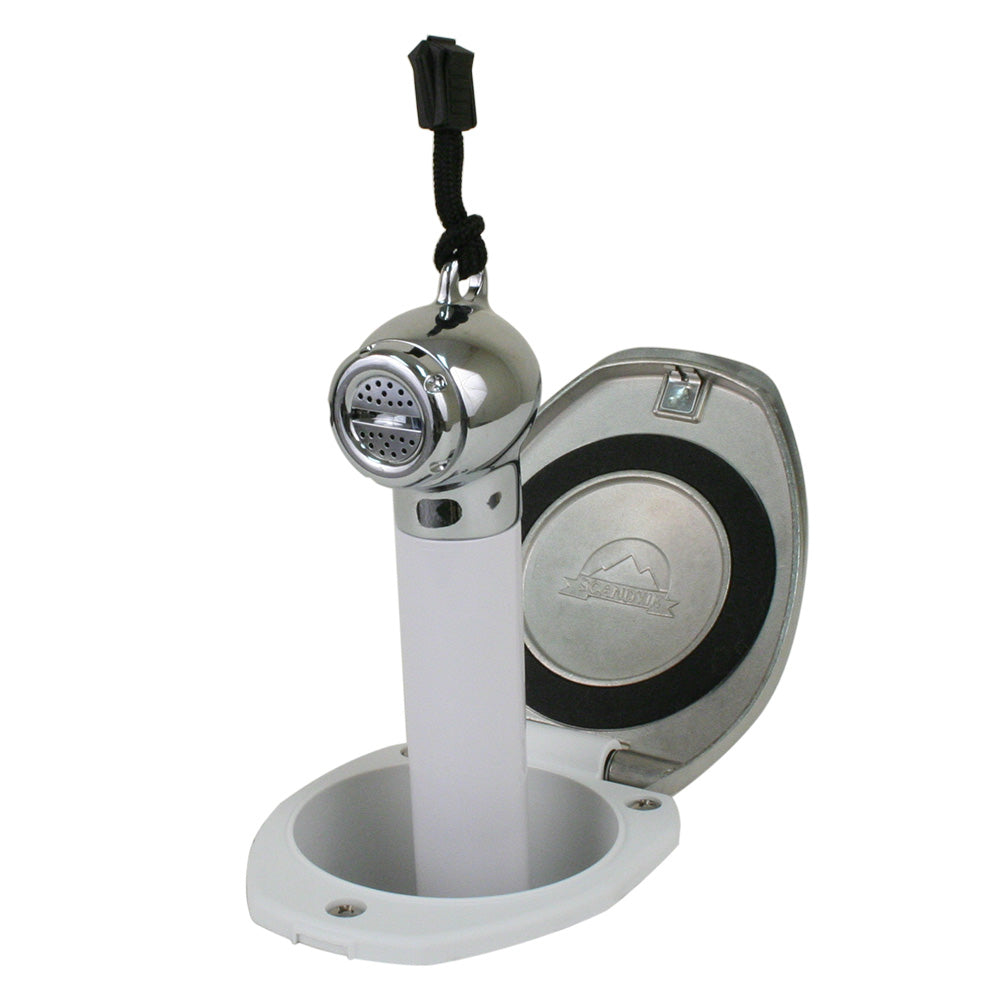 Scandvik White  SS Recessed Transom Shower HandleHose  VerticalHorizontal Mount  6 Hose 12131 Main image
