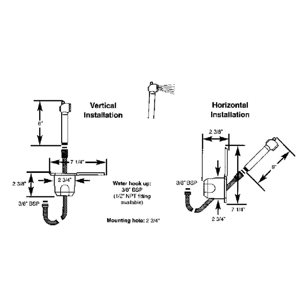 Scandvik Recessed Shower w6 White Hose  PushButton 12106P