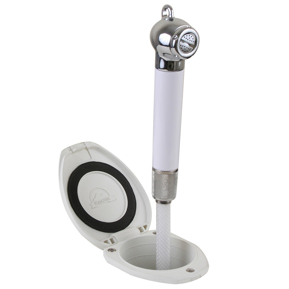Scandvik Recessed Shower w6 White Hose  PushButton 12106P Main image