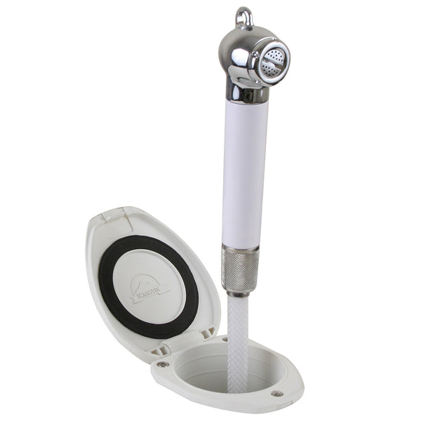 Scandvik Recessed Shower w6 White Hose  PushButton 12106P