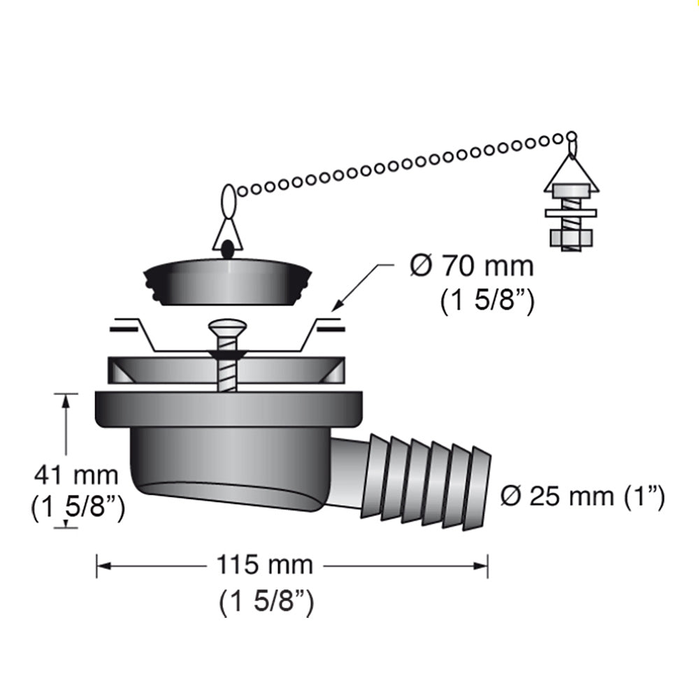 Scandvik Low Profile Drain Stopper - 1" Outlet [10306P] Secondary image