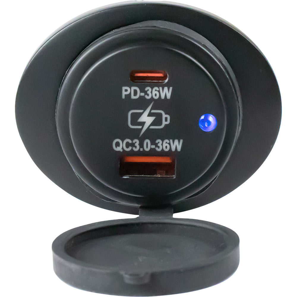 Sea-Dog Oval Surface Mount USB 3.0  USB-C Power Socket [426535-1] Secondary image