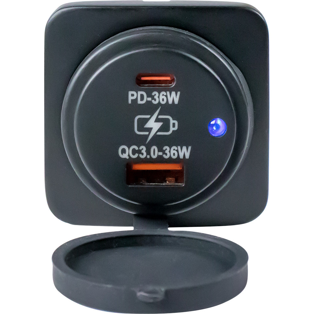 Sea-Dog USB A / USB C Square Surface Mount Power Socket [426531-1] Secondary image