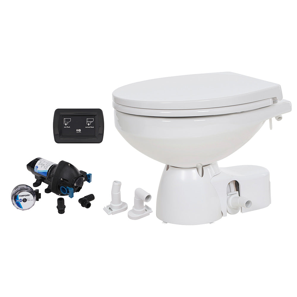 Jabsco Quiet Flush E2 Raw Water Toilet Regular Bowl  12V  Soft Close Lid 382454192RSP Main image