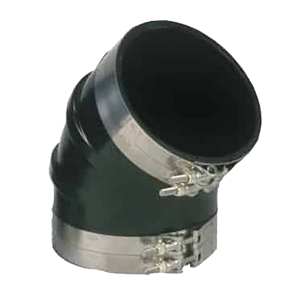 Trident Marine 4 ID 45Degree EPDM Black Rubber Molded Wet Exhaust Elbow w4 TBolt Clamps TRL445SS Main image