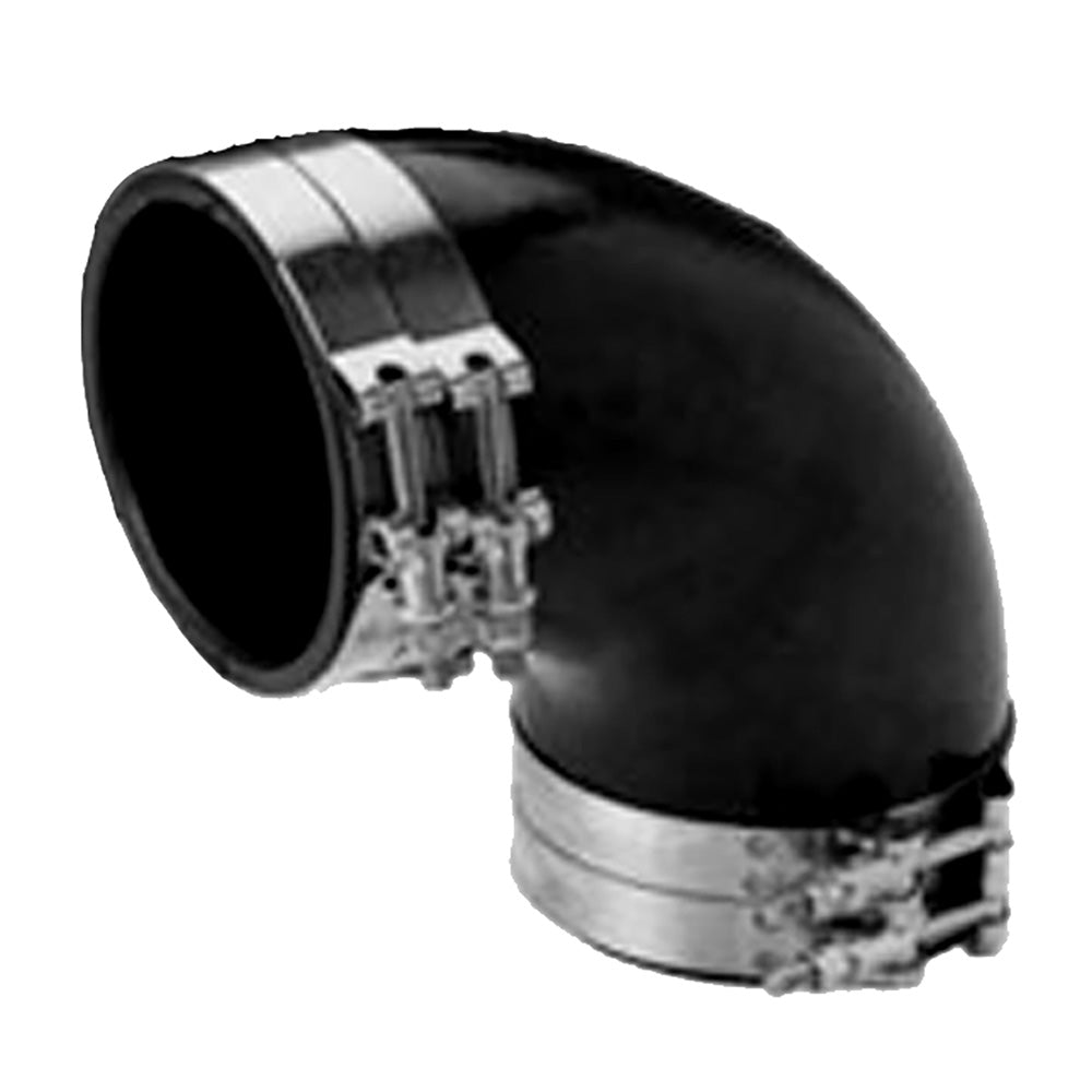 Trident Marine 3 ID 90Degree EPDM Black Rubber Molded Wet Exhaust Elbow w4 TBolt Clamps TRL390SS Main image