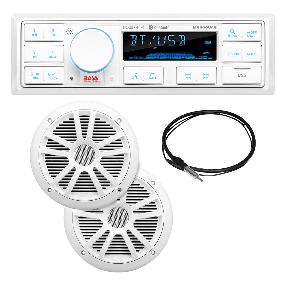 Boss Audio MCK500WB6 Kit wMR500UAB 2 MR6W Speakers MRANT10 Antenna  White Remote MCK500WB6 Main image