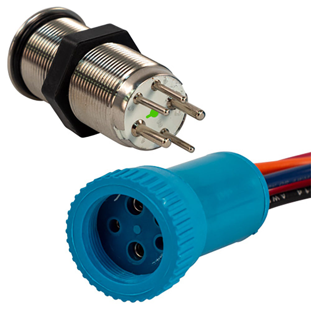 Bluewater 19mm Push Button Switch  OffOnOn Double Momentary Contact  BlueGreenRed LED  1 Lead 905721231 Main image