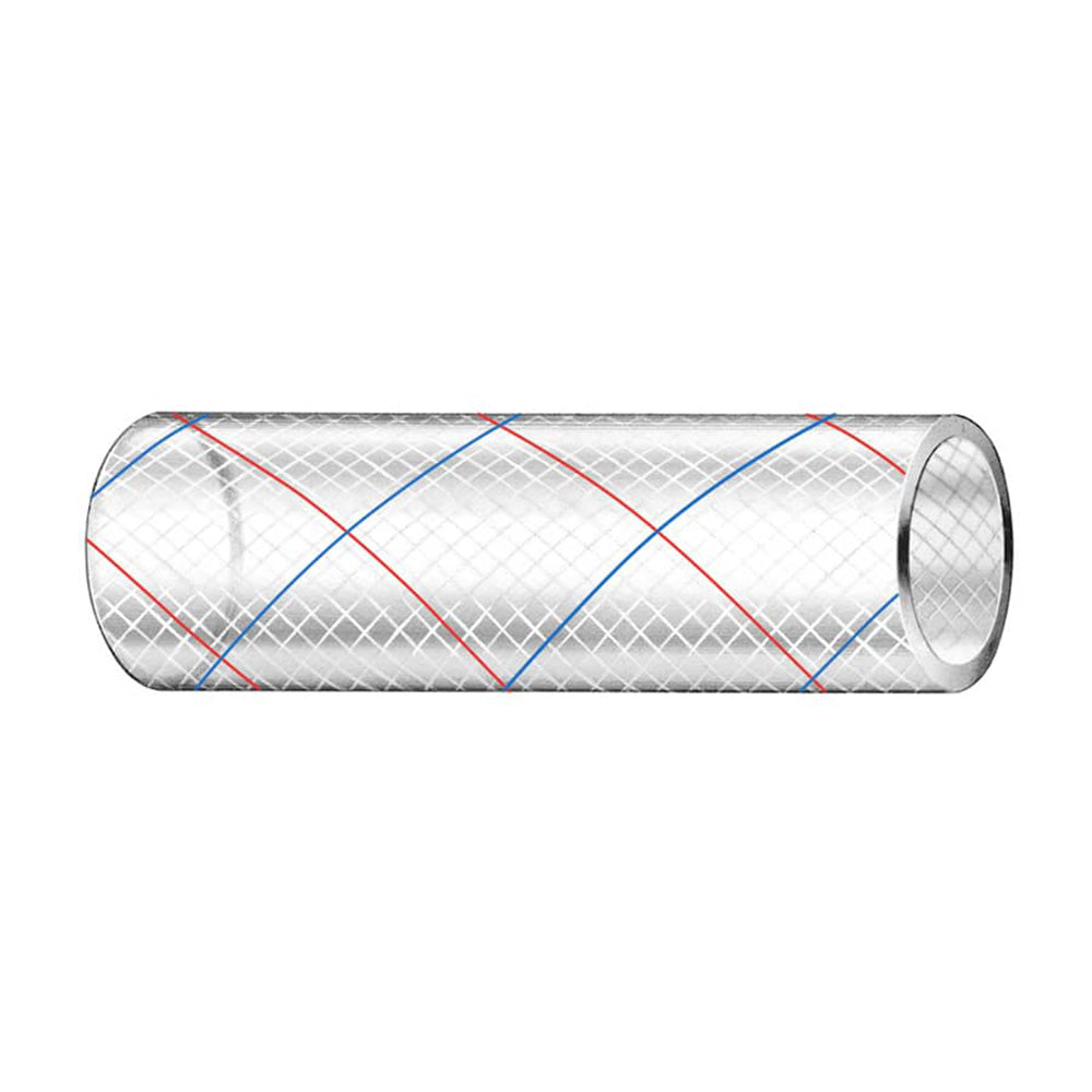 Trident Marine 34 x 50 Clear Reinforced PVC Hose Tubing Red  Blue Tracer 1620346 Main image