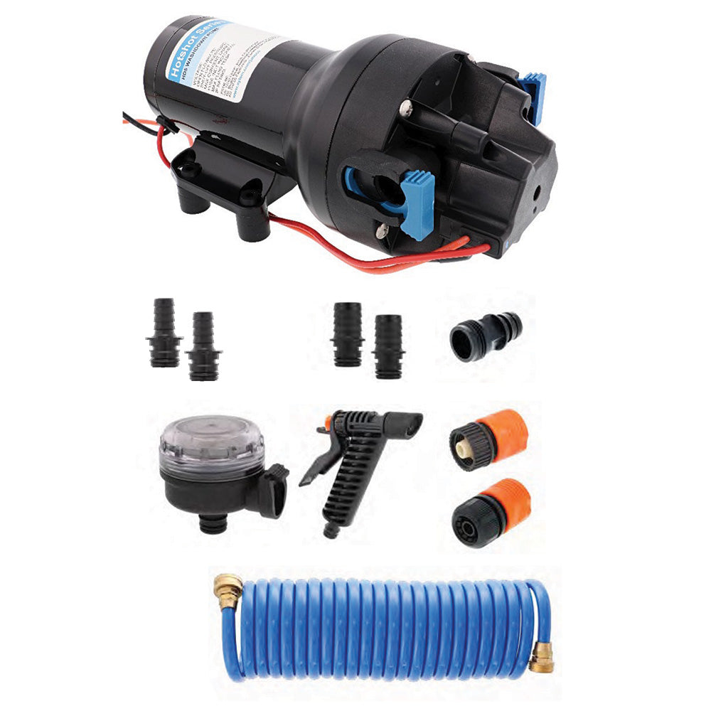 Jabsco HotShot HD5 Heavy Duty Washdown Pump Kit w25 HoseCoil  12V  5GPM  70PSI P501J119N4A Main image