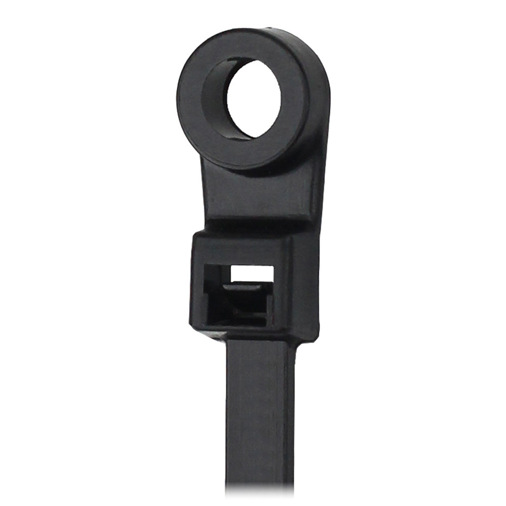 Pacer 15 Cable Tie wMounting Ring  Black  50lb Tensile Strength  4 Bundle Diameter  100 Piece Bag CTMR4S100BK Main image