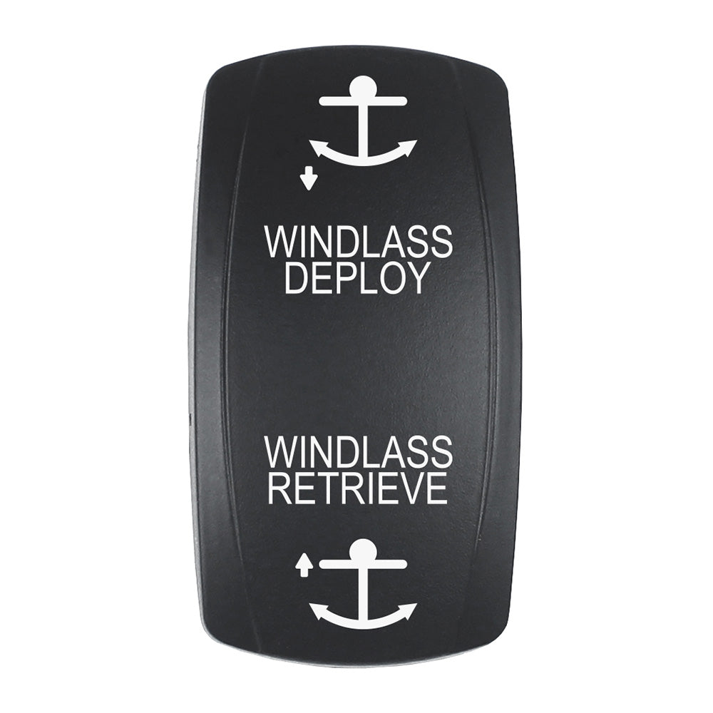 Pacer Actuator  WINDLASS DPLYRTRV fV Series Contura Switches  Black  Laser Etched TopBottom Light EV2LEWND Main image