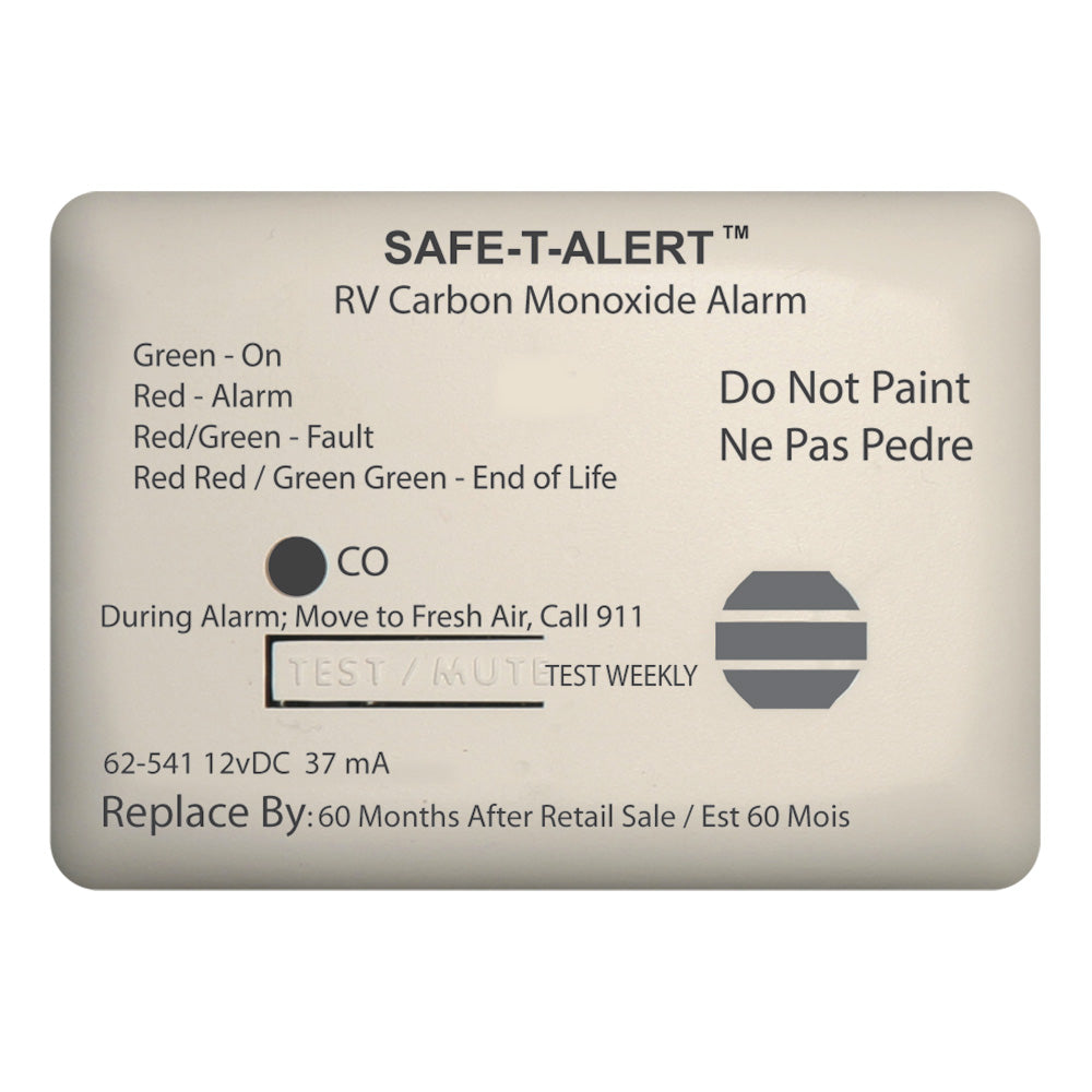 SafeTAlert 62 Series Carbon Monoxide Alarm  12V  RV Surface Mount  White 62541WT Main image