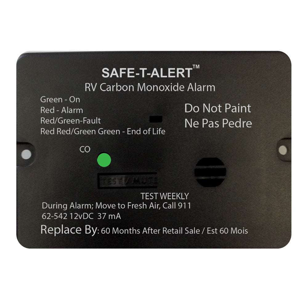 SafeTAlert 62 Series Carbon Monoxide Alarm  12V  RV Flush Mount  Black 62542BL Main image
