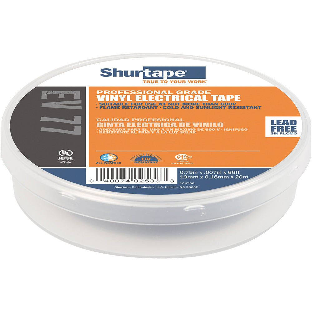 Shurtape EV 077B Professional Grade Black Electrical Tape f/Insulating  Splicing - 3/4" x 66' - 10-Pack [104706] Secondary image