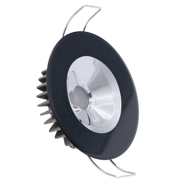 Lumitec Illusion Flush Mount LED Down Light  White  NonDimming  Black Housing  Chrome Reflector 117163