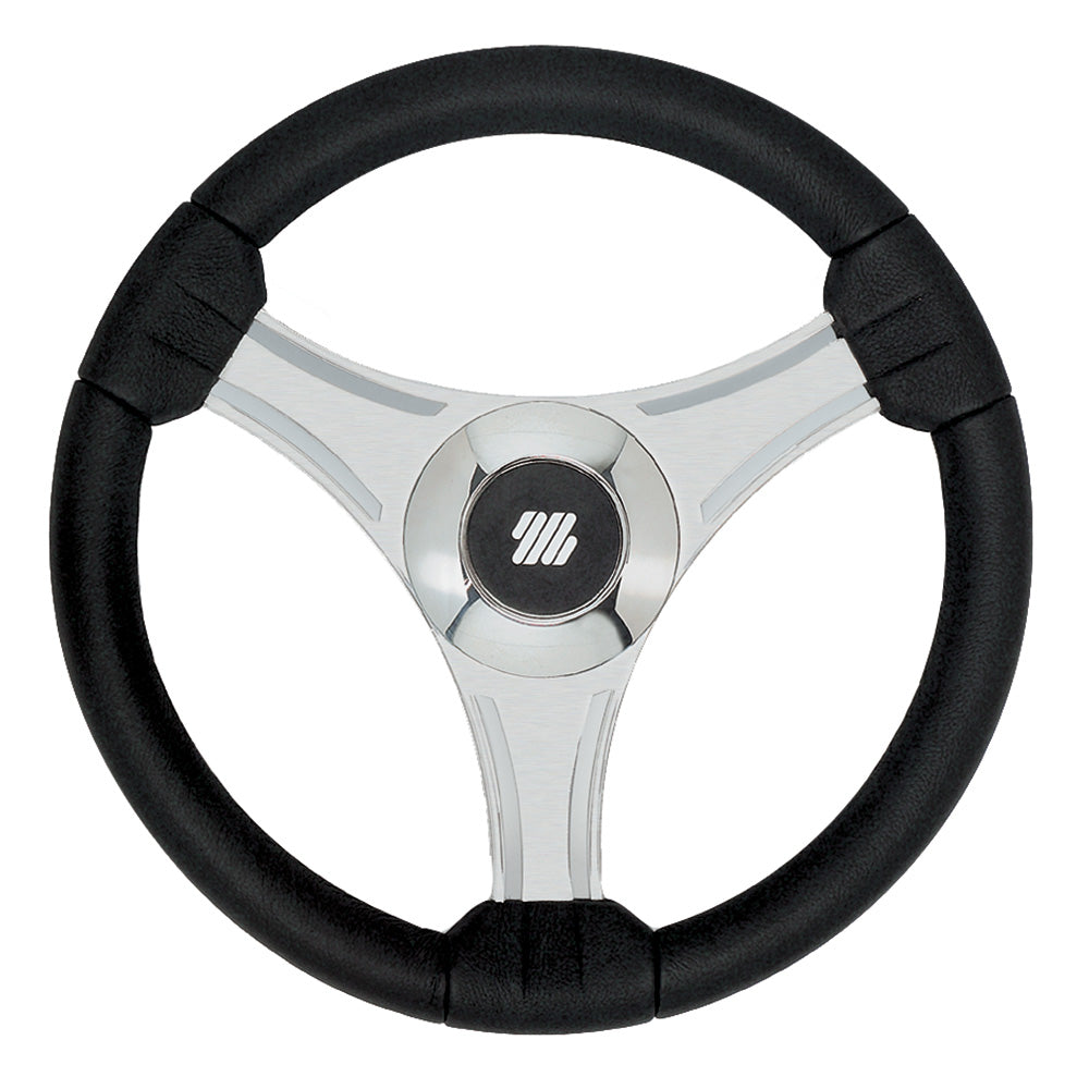 Uflex  Tavolara  138 Black Polyurethane Steering Wheel wSilver Spokes  X62 Hub 65277N Main image