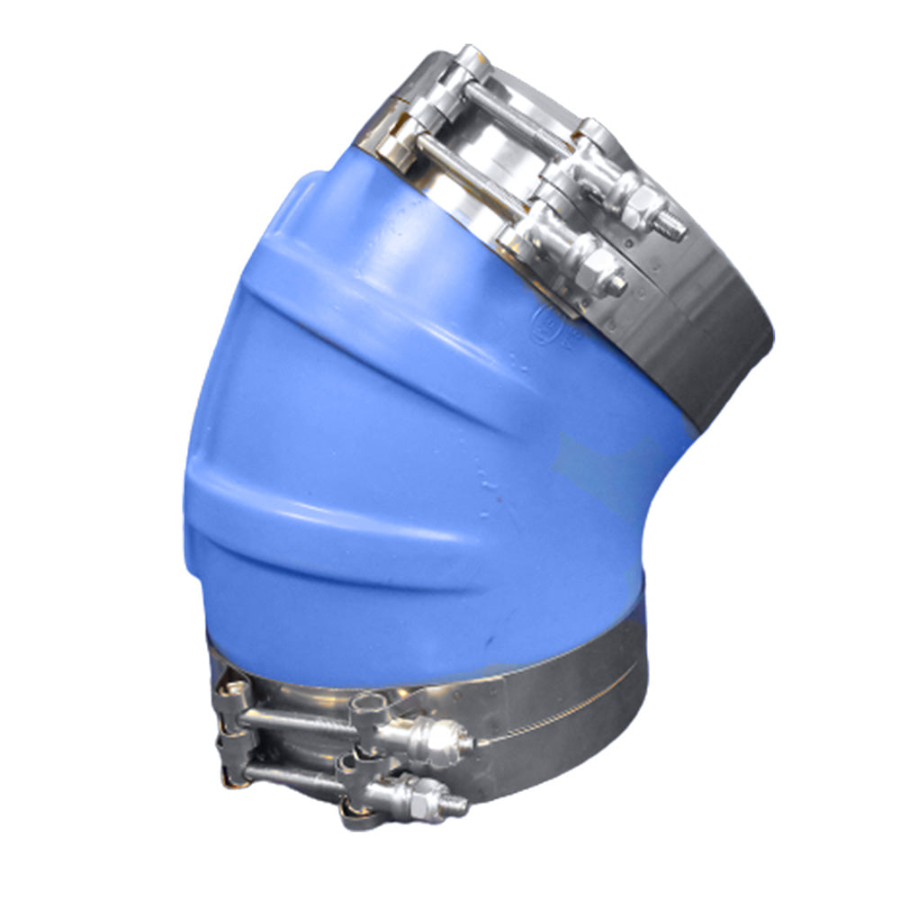 Trident Marine ID 45 Degree Blue Silicone Molded Wet Exhaust Elbow w4 TBolt Clamps 240V10000SS Main image
