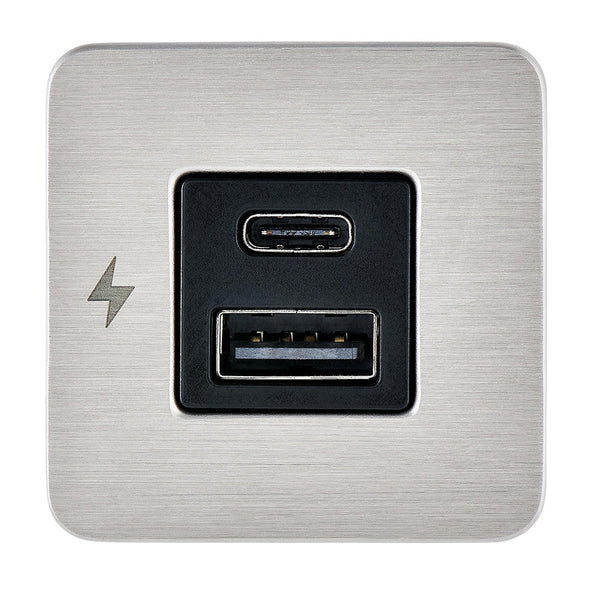 Scanstrut TILE USBAUSBC Interior Charging Socket  1224V  Stainless Steel Bezel SCTILE11