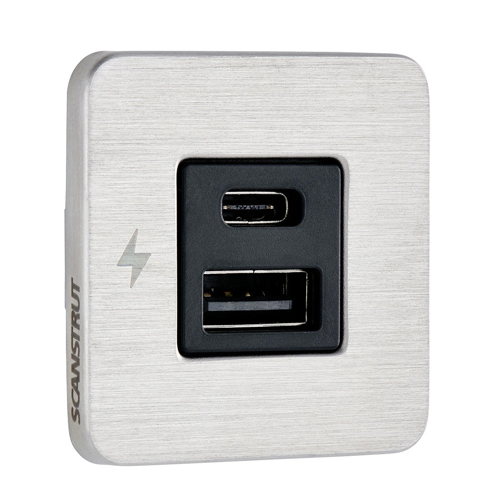 Scanstrut TILE USBAUSBC Interior Charging Socket  1224V  Stainless Steel Bezel SCTILE11 Main image