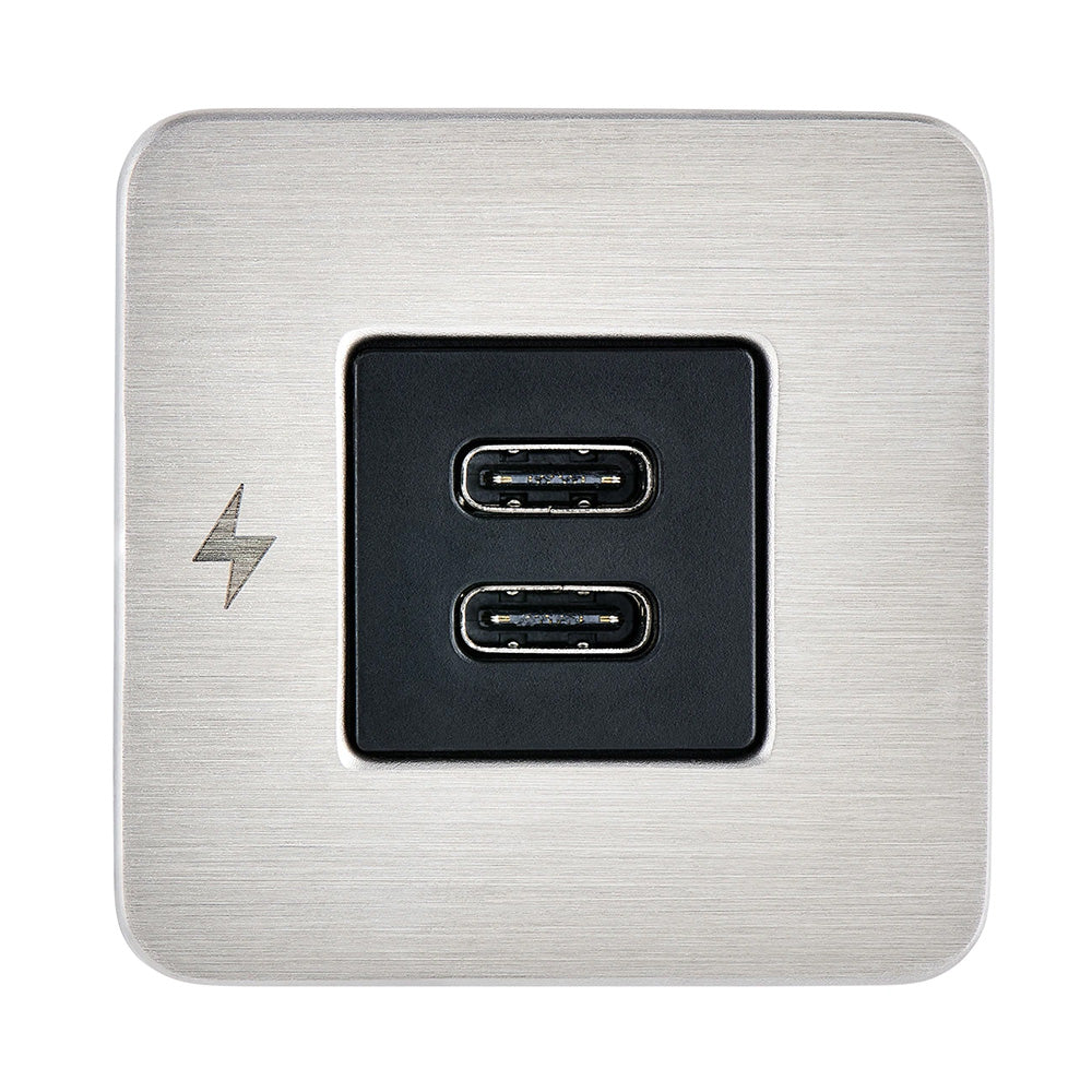 Scanstrut TILE USBC Interior Charging Socket  1224V  Stainless Steel Bezel SCTILE21