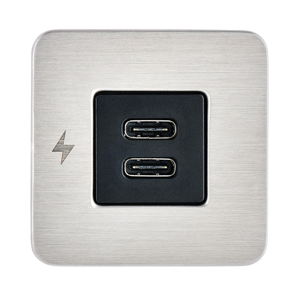 Scanstrut TILE USBC Interior Charging Socket  1224V  Stainless Steel Bezel SCTILE21