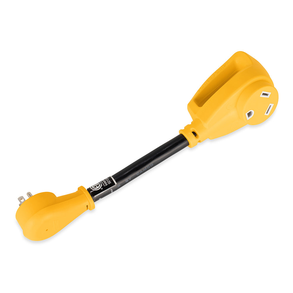 Camco Power Grip Dogbone 15 Amp Male  30 Amp Female Adapter  12 55165 Main image