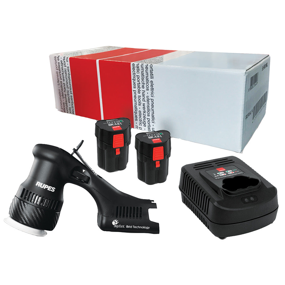 RUPES Bigfoot HLR75 Mini iBrid Polisher 1Charger 2Battery Pack HLR75STB Main image