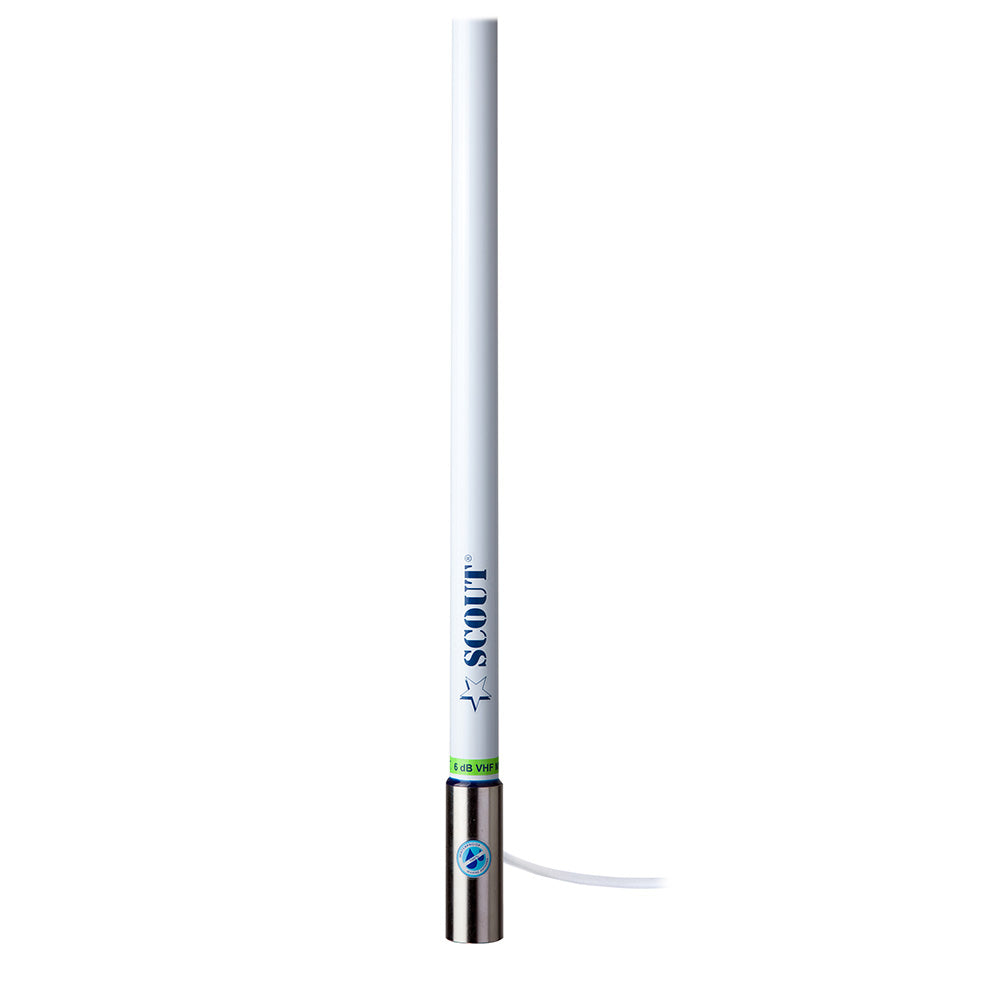 Scout 8' White VHF Antenna 6dB Heavy Stainless Steel Ferrule w/6M RG-8x Includes PL-259 Heavy Duty Offshore Antenna KS-43 [PF AN NVHF00020T] Secondary image