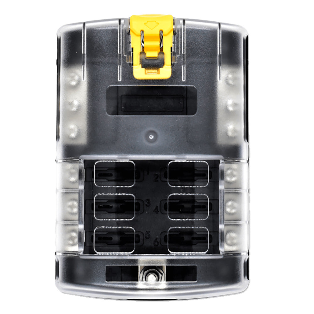 Bluewater 6 Position Fuse Block ATC wYellow Slide 32003003006 Main image