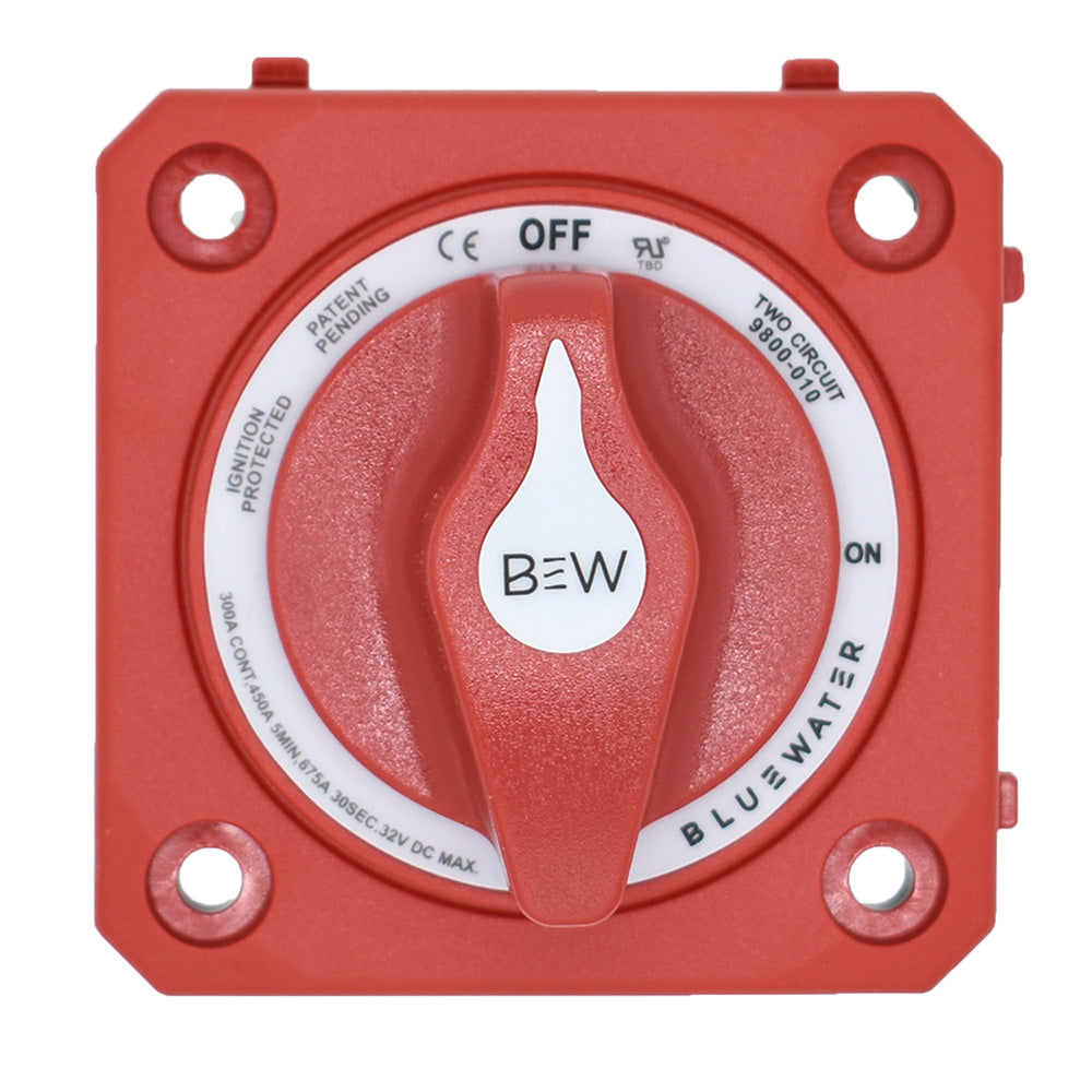 Bluewater OnOff 4 Post Dual Circuit Battery Switch wo Base  Panel Mount  Red 980001010 Main image
