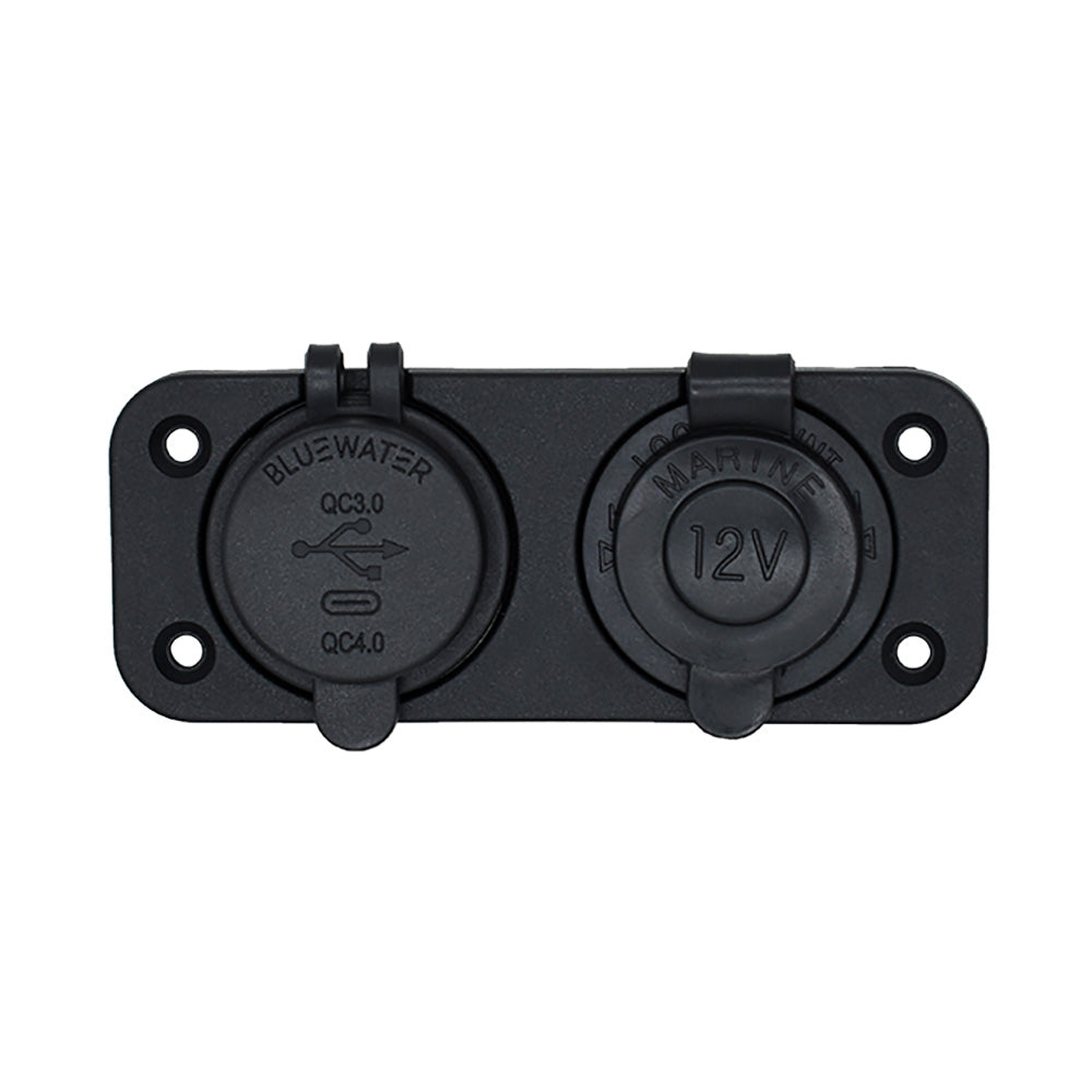 Bluewater Dual USBUSBC 12V Combo Receptacle wPlate 30004011 Main image