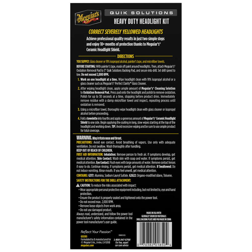 Meguiar's Quik Solutions Heavy Duty Headlight Kit [G55265] Secondary image