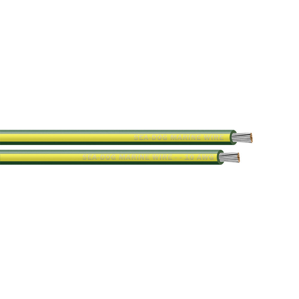 SeaDog 10 AWG GreenYellow Stripe Primary Wire  500 8010147 Main image
