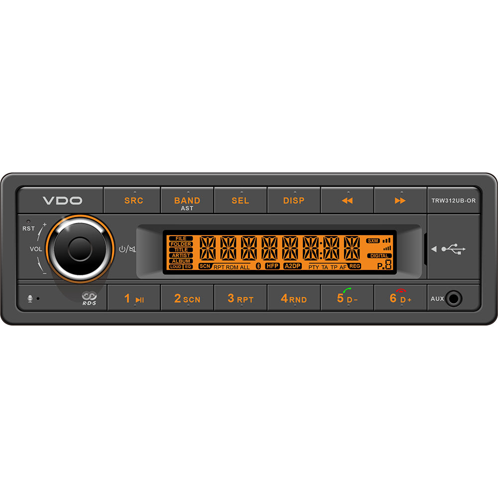 VDO 12V Radio wFM RDS Tuner MP3WMAUSBBluetooth  Orange Illumination TRW312UBOR Main image