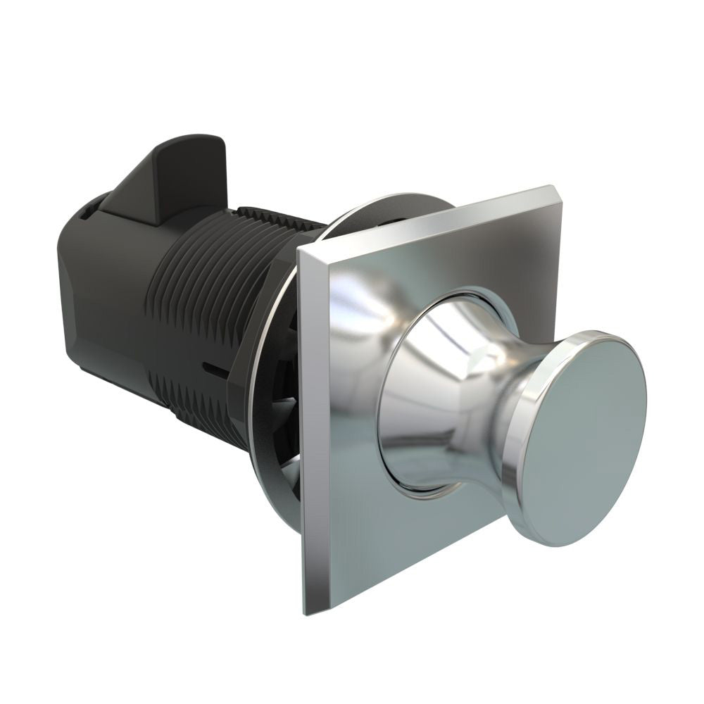 Southco Point PushtoClose Latch Square Housing Chrome Housing Chrome Knob MP0521211 Main image