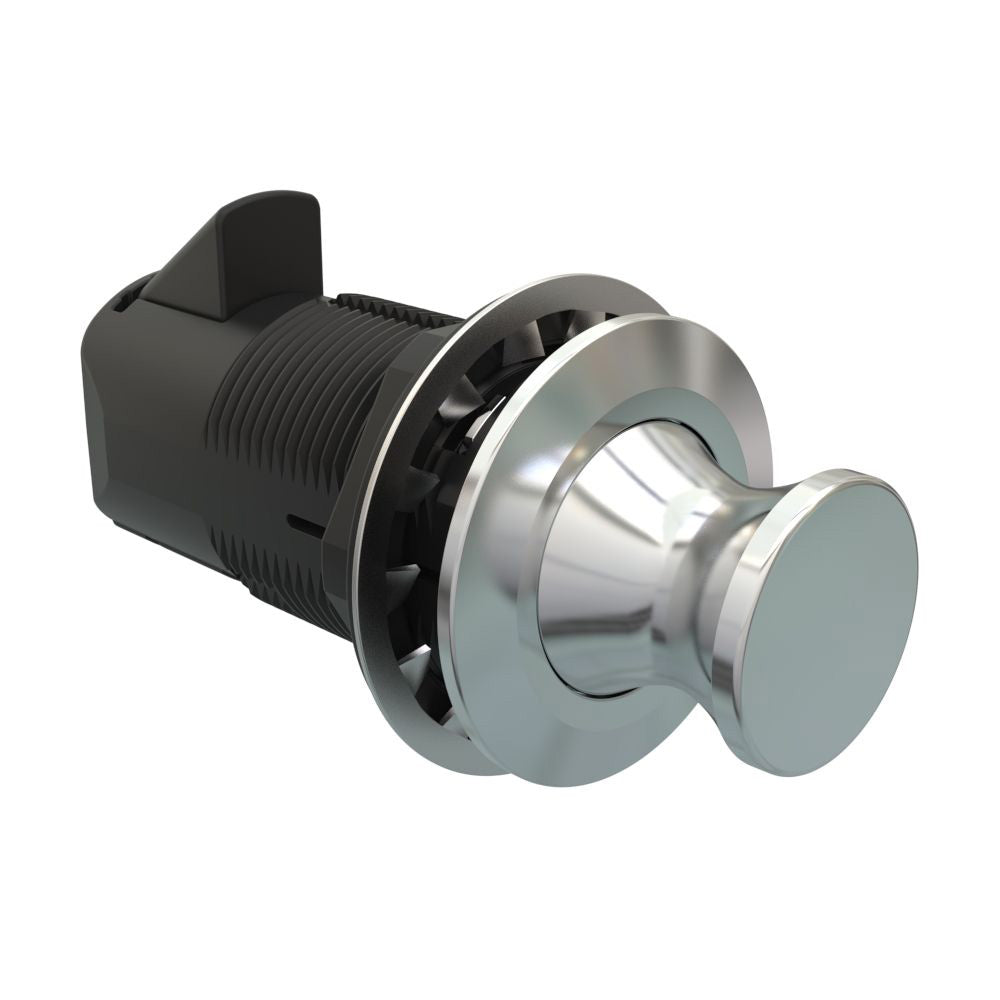 Southco Point PushtoClose Latch Round Housing Chrome Housing Chrome Knob MP0531211 Main image