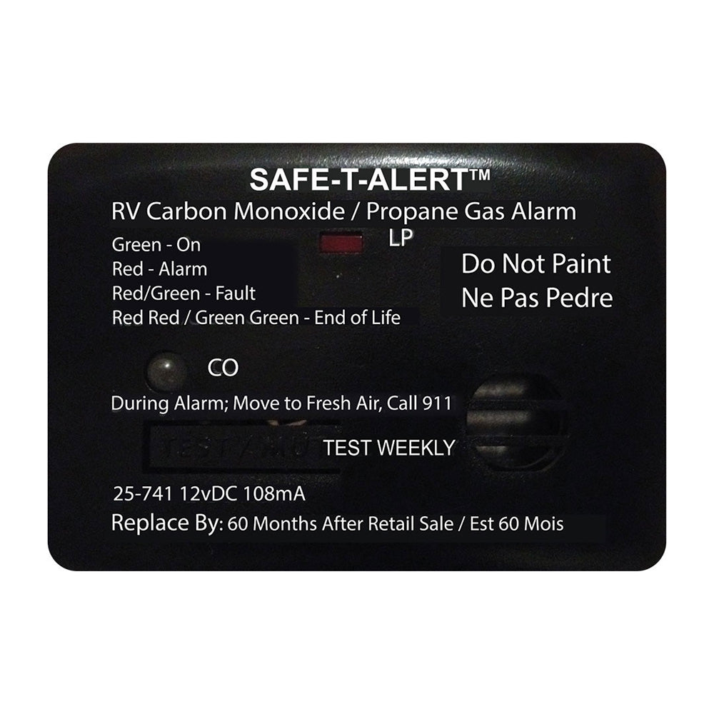 SafeTAlert 25 Series Surface Mount Dual Carbon MonoxidePropane Alarm  12V Hardwire  Black 25741BL Main image
