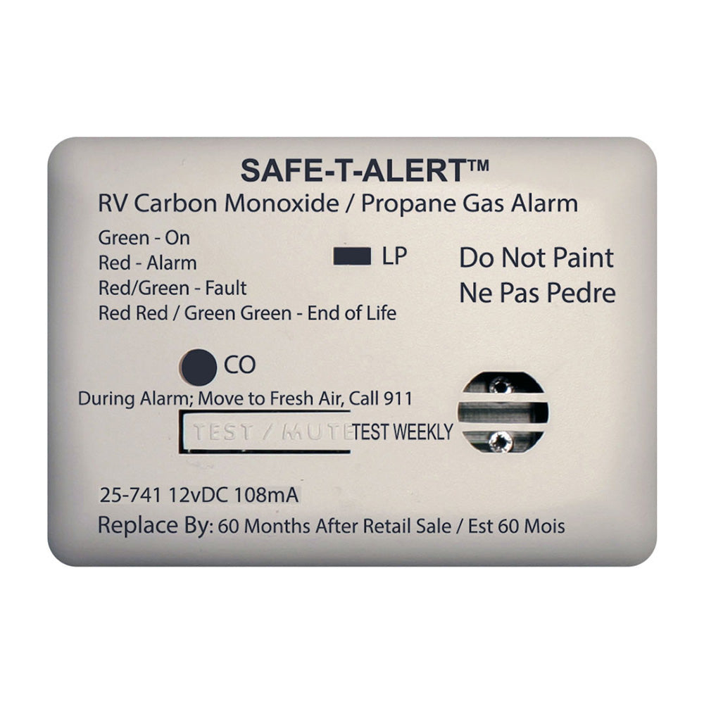 SafeTAlert 25 Series Surface Mount Dual Carbon MonoxidePropane Alarm  12V Hardwire  White 25741WT Main image