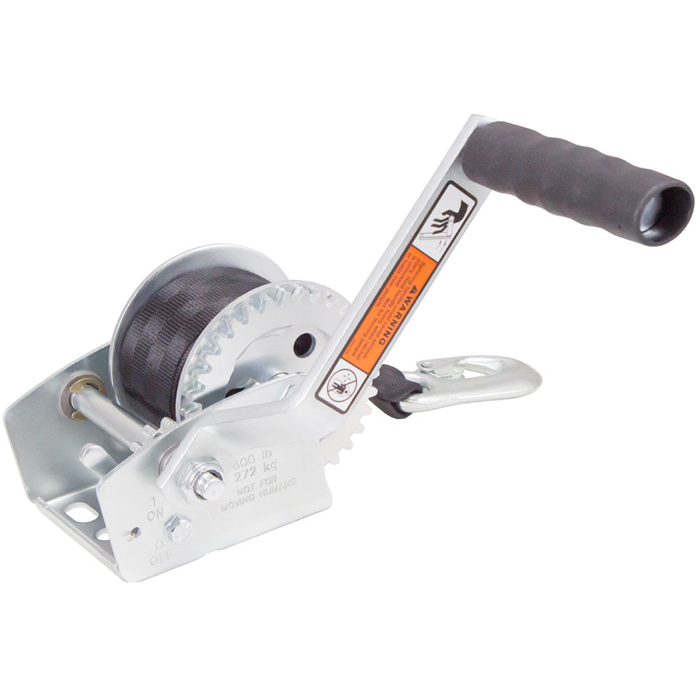 Load Rite SingleSpeed Trailer Winch  600lbs  12 Strap 608912 Main image