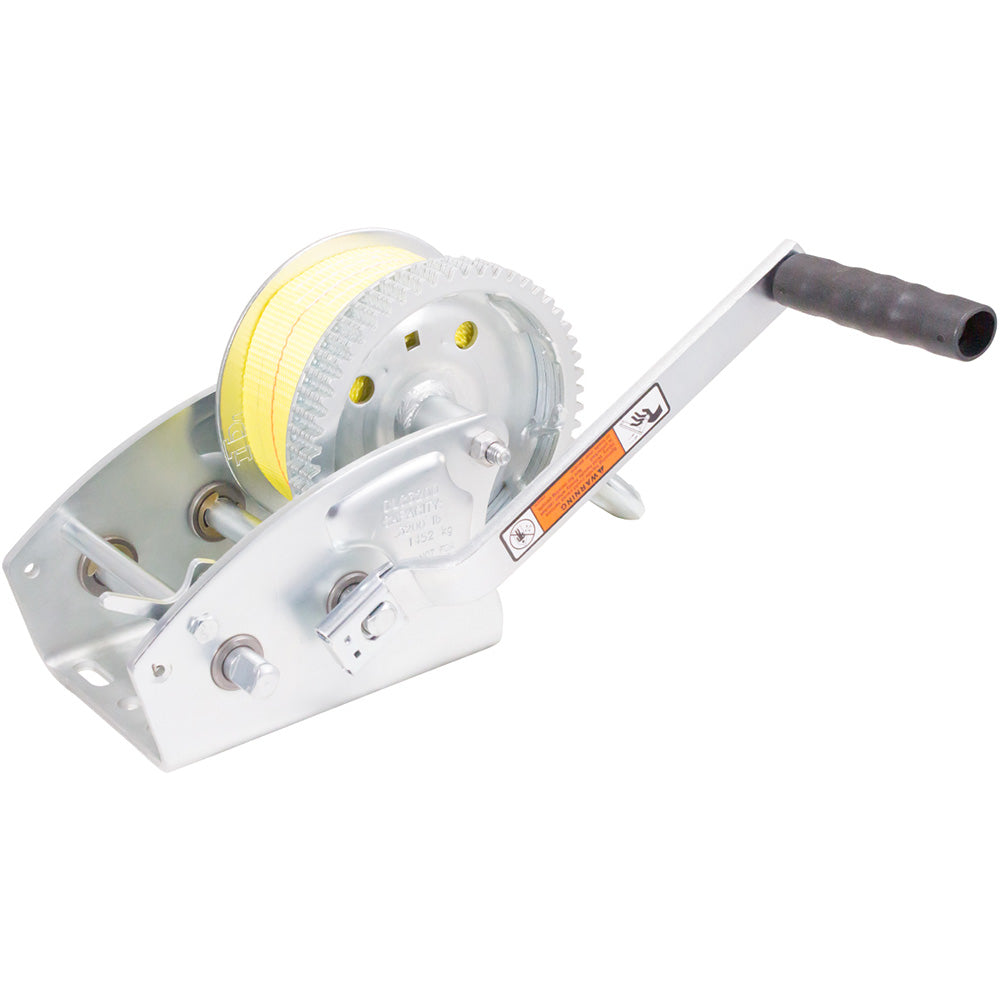 Load Rite TwoSpeed Trailer Winch  3200lbs  25 Yellow Heavy Duty Strap 608930 Main image