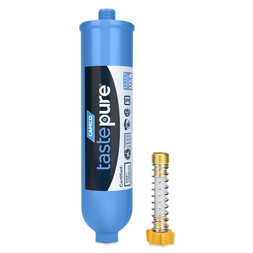 Camco Tastepure XL RVMarine Inline Water Filter wFlexible Hose Protector 40019 Main image
