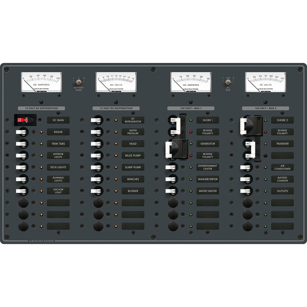 Blue Sea 8086 AC 3 Sources 12 PositionsDC Main 19 Position Toggle Circuit Breaker Panel  White Switches 8086 Main image
