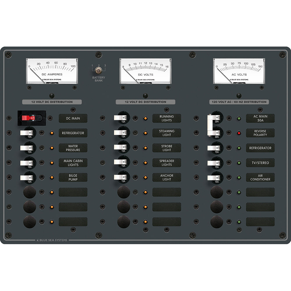 Blue Sea 8084 AC Main 6 PositionsDC Main 15 Positions Toggle Circuit Breaker Panel  White Switches 8084 Main image