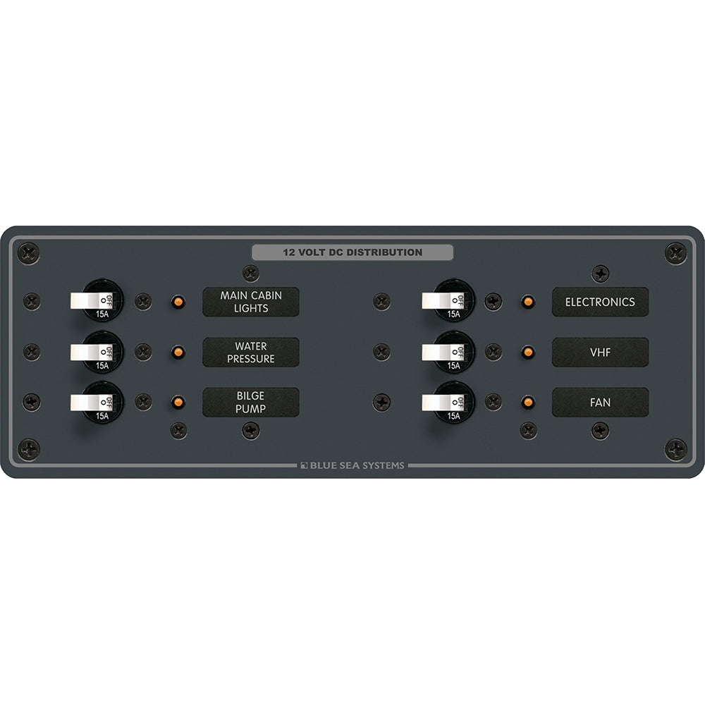 Blue Sea 8096 DC 6 Position Toggle Branch Circuit Breaker Panel  White Switches 8096 Main image