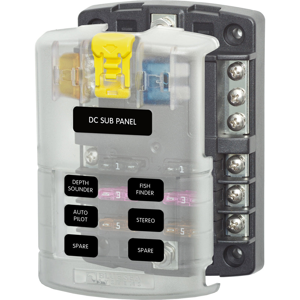 Blue Sea 5025 ST Blade Fuse Block wCover  6 Circuit wNegative Bus 5025 Main image