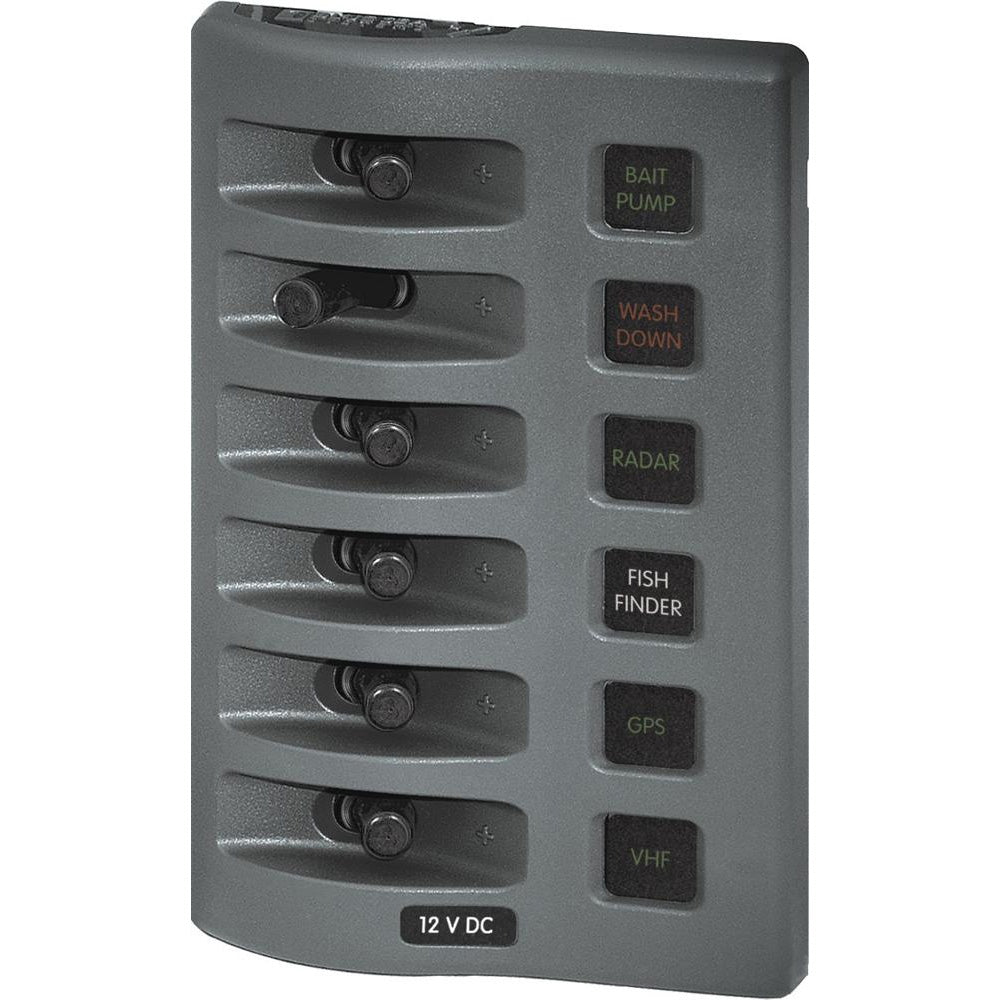 Blue Sea 4306 WeatherDeck Water Resistant Fuse Panel  6 Position  Grey 4306
