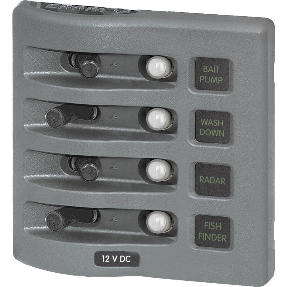 Blue Sea 4374 WeatherDeck Water Resistant Circuit Breaker Panel  4 Position  Grey 4374 Main image